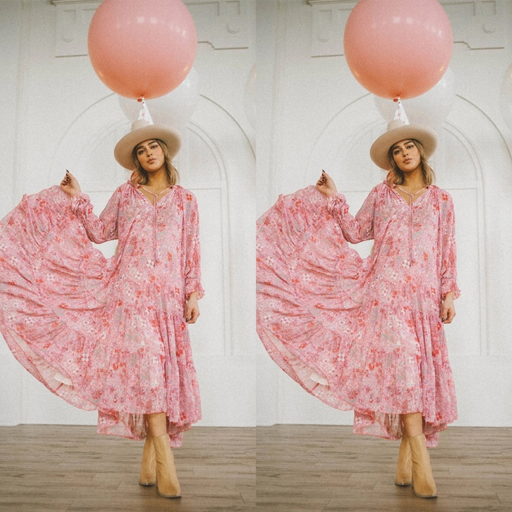 Free People Pink Floral Maxi Dress